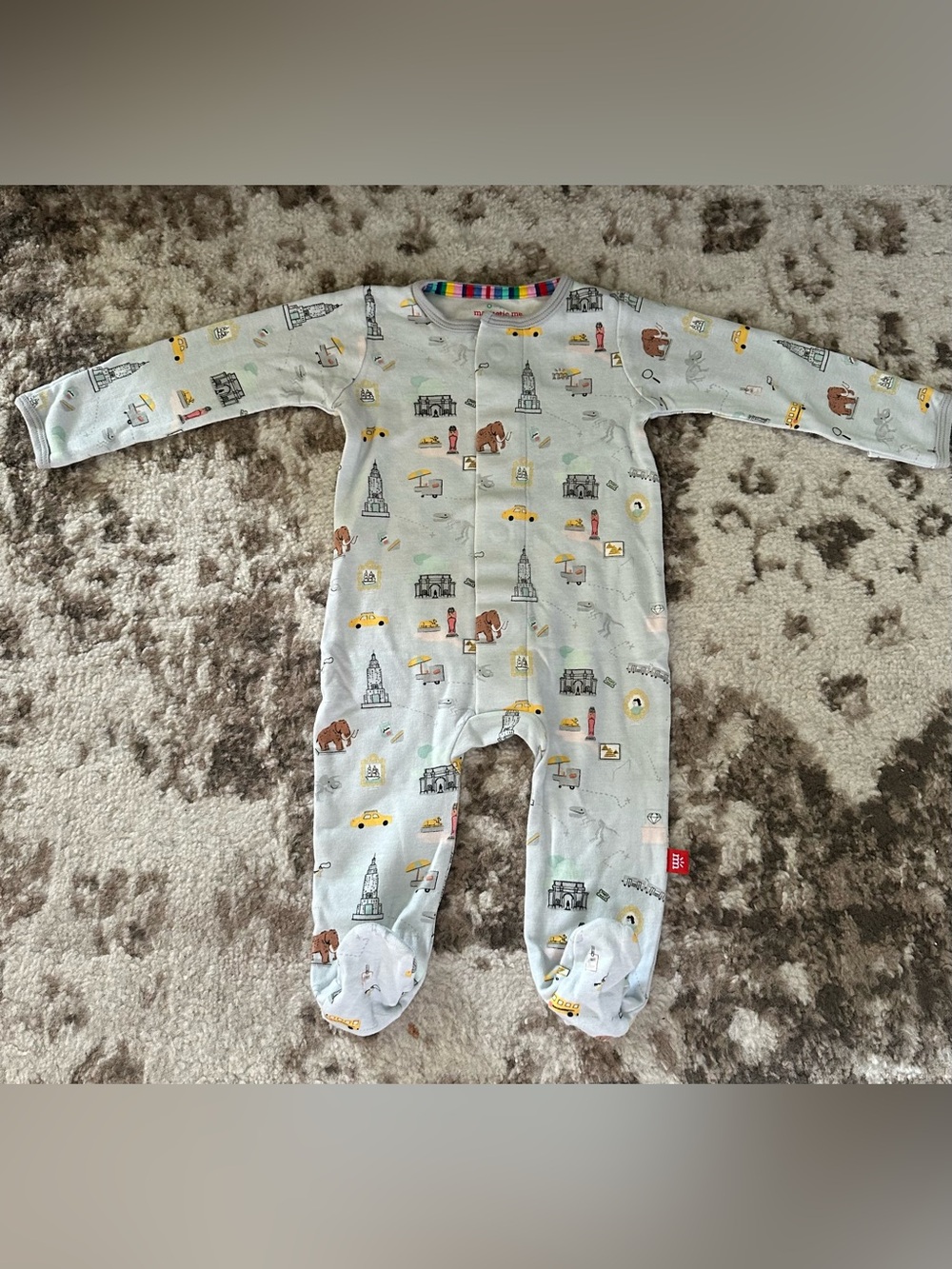 Magnetic Me Light Gray City Print Footed One-Piece